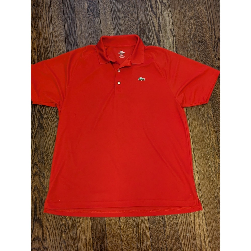 Lacoste Sport Polo Golf Shirt Men  Size 7 US XXL Orange‎ Red Preppy Retro